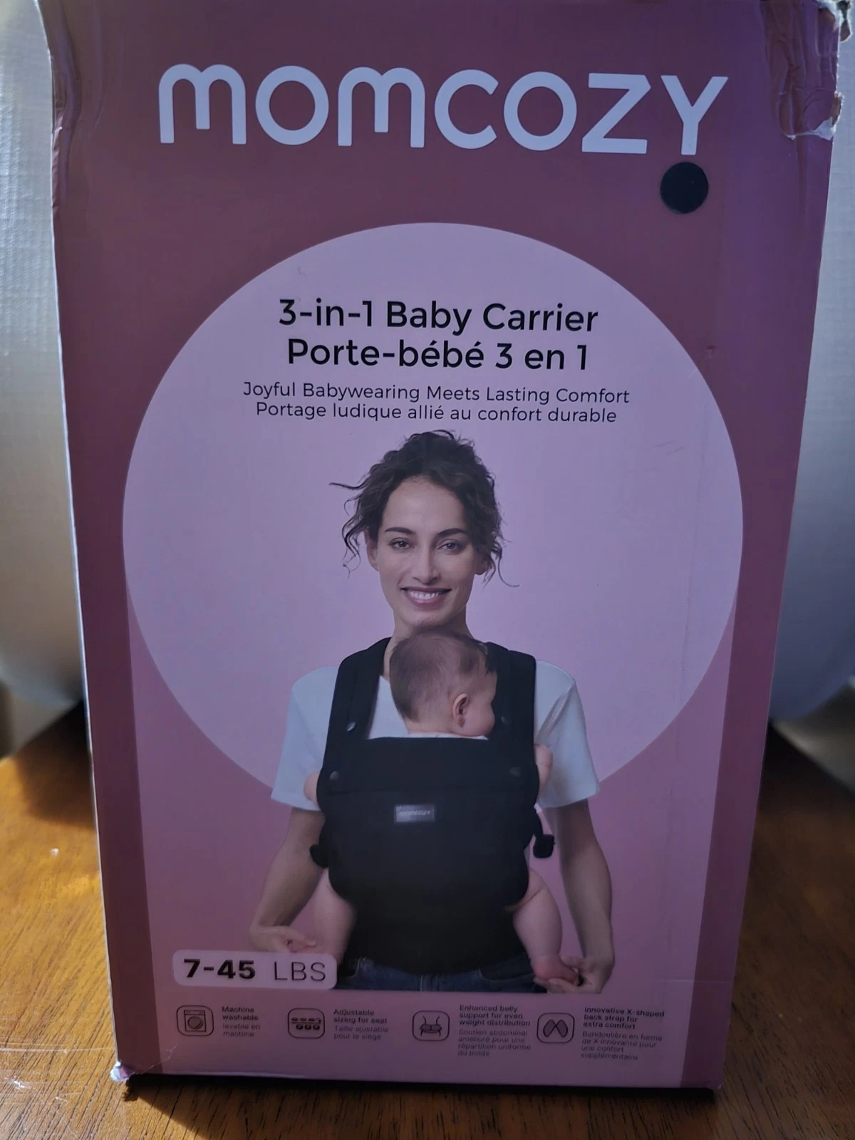 Momcozy Breathable Baby Carrier 7-45lbs (Apricot)