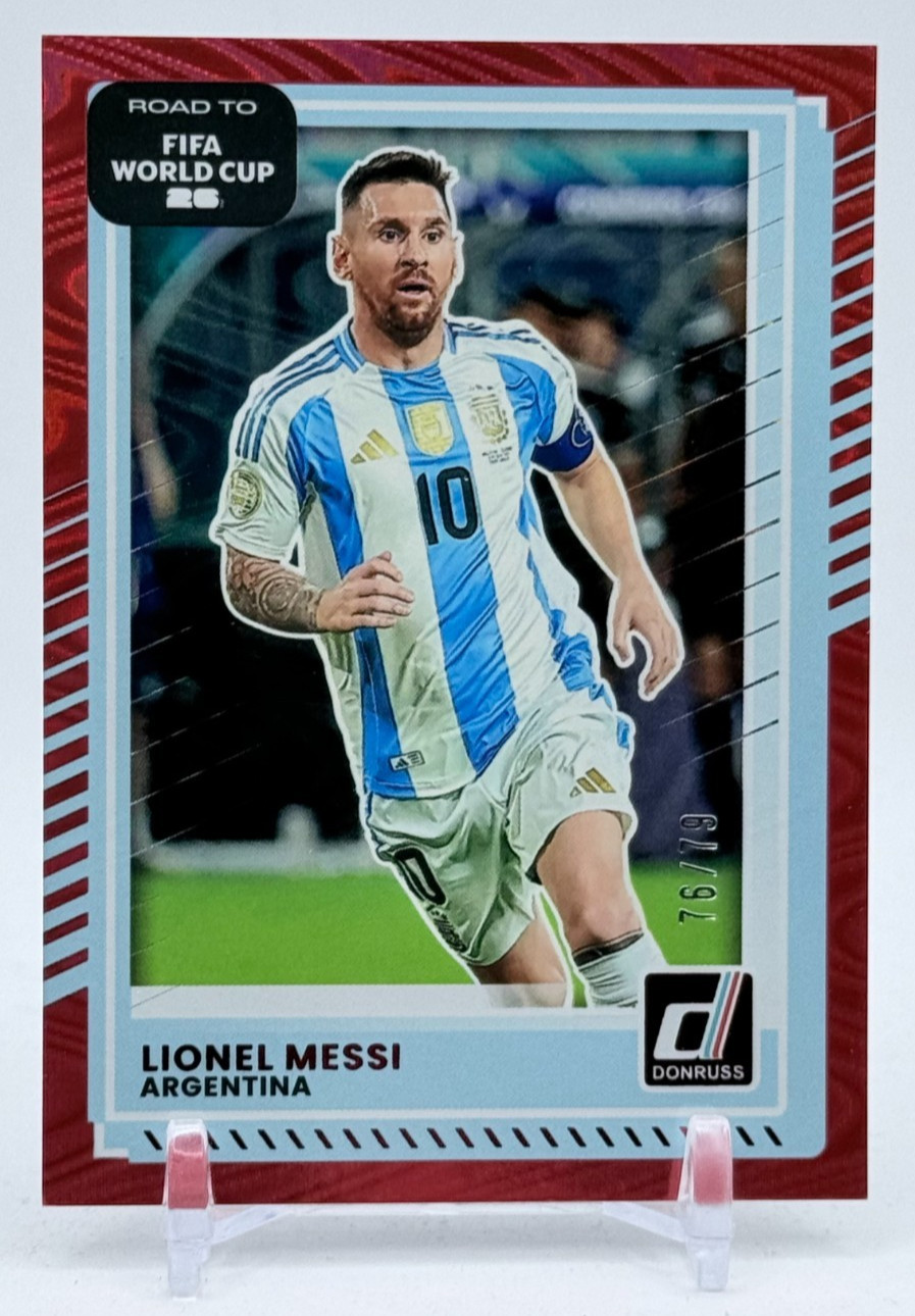 2025-26 Donruss Road To FIFA World Cup Lionel Messi #154 Red Swirl #/79