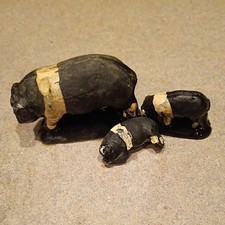 3 Vintage Auburn Hard Rubber Farm Pig HOG Figurine Farm Ranch