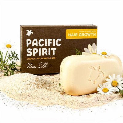 Pacific Spirit Rice Silk Shampoo Bar Caffeine Vitamin B5 3.53 Oz