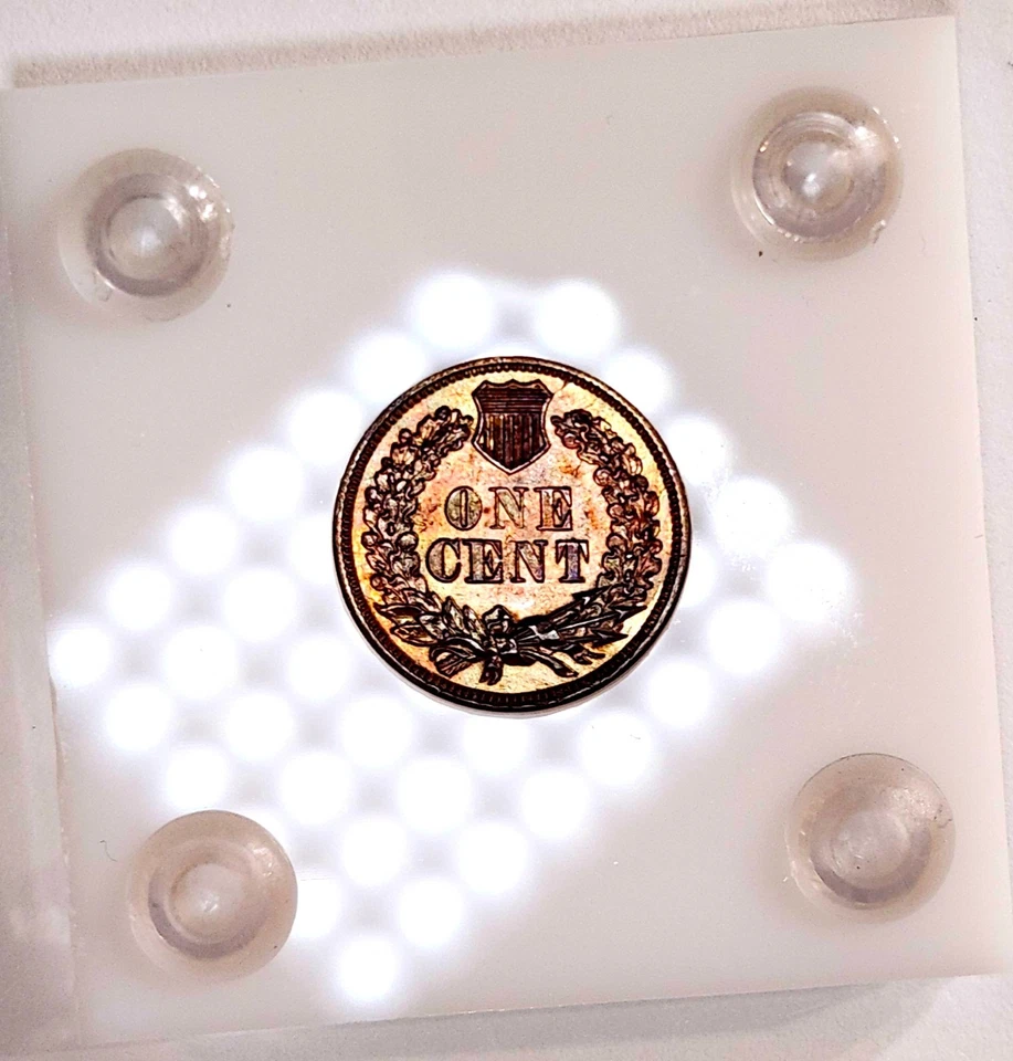 1864 Fecha Rara Centavo Indio Lustroso Semi PL Lustroso Arco Iris Tonificado Foto 2 de 4