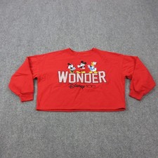 Disney Sweatshirt Girls XL 15-17 Red Fleece Mickey Minnie Donald Disney 100