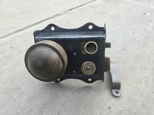 Vintage Antique Rim Latch With Oak Doorknobs And Keep