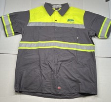 Red Kap Hi Visibility Work Shirt Mens 2XL SY80 Neon Yellow Gray Reflective
