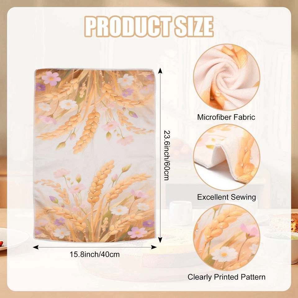 Juego de 2 toallas de cocina orejas de trigo toallas de plato, toallas de decoración de granja de 16*24 pulgadas Foto 2 de 4