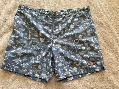 Vineyard Vines Swim Shorts Trunks  Animals Fish Lined Pockets Large Inseam 7