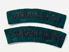 2 WW2 Original London Irish Rifles Military British Army Shoulder Title  Badges