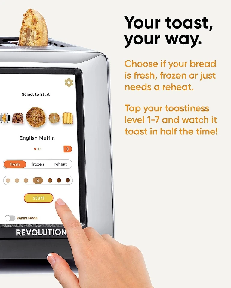Revolution R180S Touchscreen Smart Toaster 2-Slice Toaster with Panini Mode - Image 3 of 4
