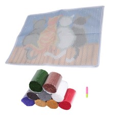 Hook Rug Kits Crocheting Carpet Rug Cats Yarn Pre-Printed Canvas Cushion8750