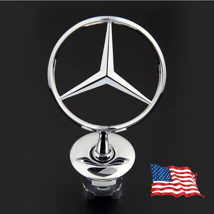 Fit For Mercedes-Benz C E S AMG Front Hood Ornament Mounted Star Emblem Silver - Image 4 of 4