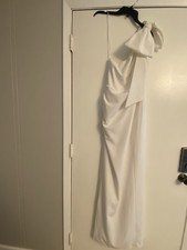 Long White One Shoulder Alternative Wedding Dress Bridal Gown Small