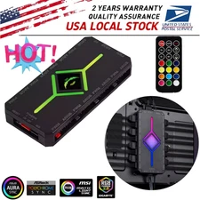 9 RGB/ARGB Fan PWM Strip Controller Hub Splitterfor Computer PC,with Remote NEW