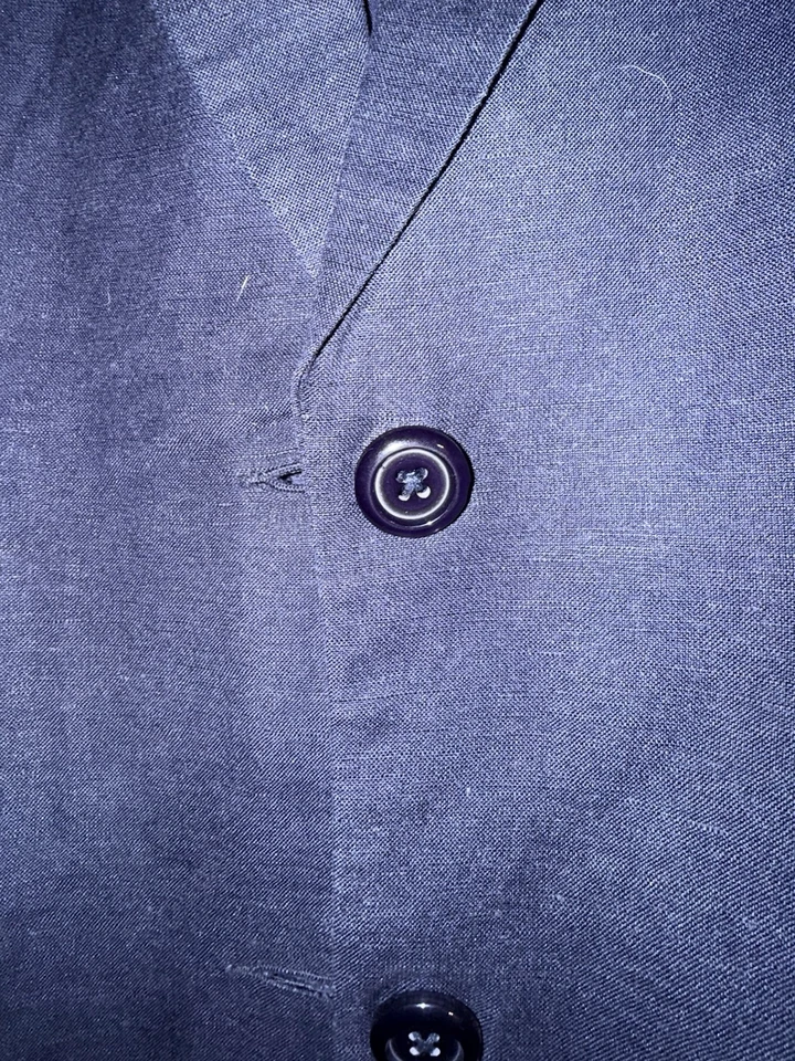 Blazer chaqueta ligera de carrera Adolfo Studio para mujer 16W azul marino mezcla de lino Foto 4 de 4