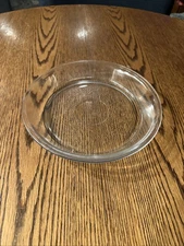 Glasbake #J2407 Pie Baking Dish 9" Clear Glass Textured Bottom USA Vintage