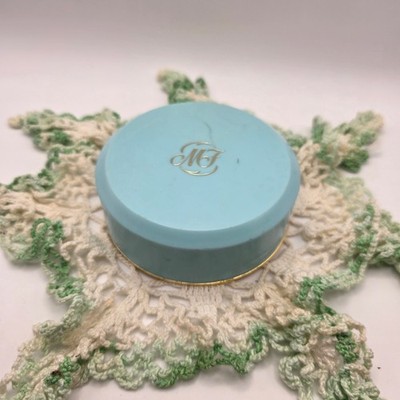 Vtg Max Factor Ultra Sheer Face Powder Fair Tone Blue Gold Monogram Case Prop