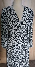 BNWT George Black & White Animal Print Wrap Dress Size UK 12