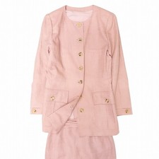 Vintage VALENTINO GARAVANI Skirt Suit Set No Collar Jacket 6 S Pink Ladies Used