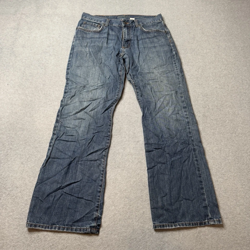 Sonoma Jeans Mens 30x32 Blue Denim Faded Bootcut Western Rodeo Ranch Adult - Image 2 of 4