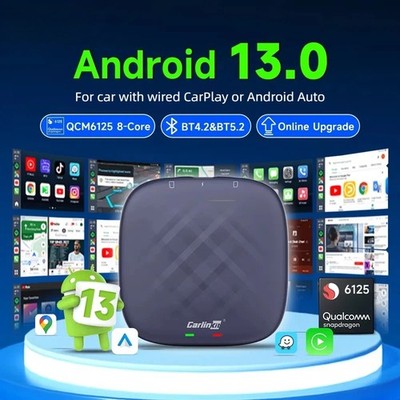 Android 13 CarlinKit Android Auto Wireless CarPlay AI TV Box QCM6125 8-Core 