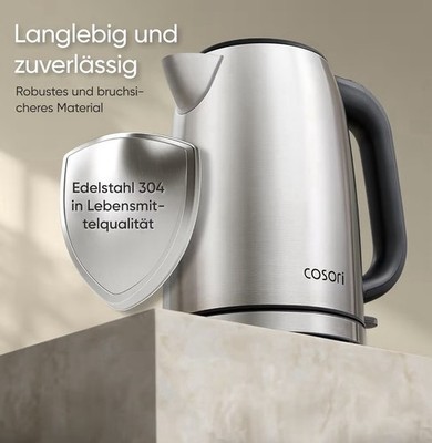 Stainless Steel Kettle, BPA-Free, 1.7 L, Strix Technology, Boils in 3 Minutes,