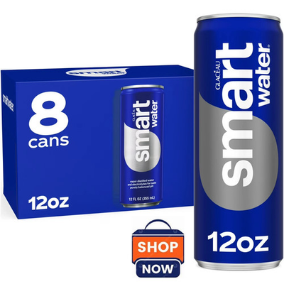 #ad Smartwater Premium Canned Drinking Water 12 fl. oz. sleek cans 8 pack $9.99