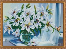 Kit ricamo perline "Madonna gigli" cuciture fatte a mano perline