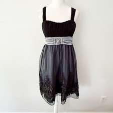 Vintage Y2K Babydoll Sheer Mesh Rhinestone Dress Medium Whimsigoth Event Fairy