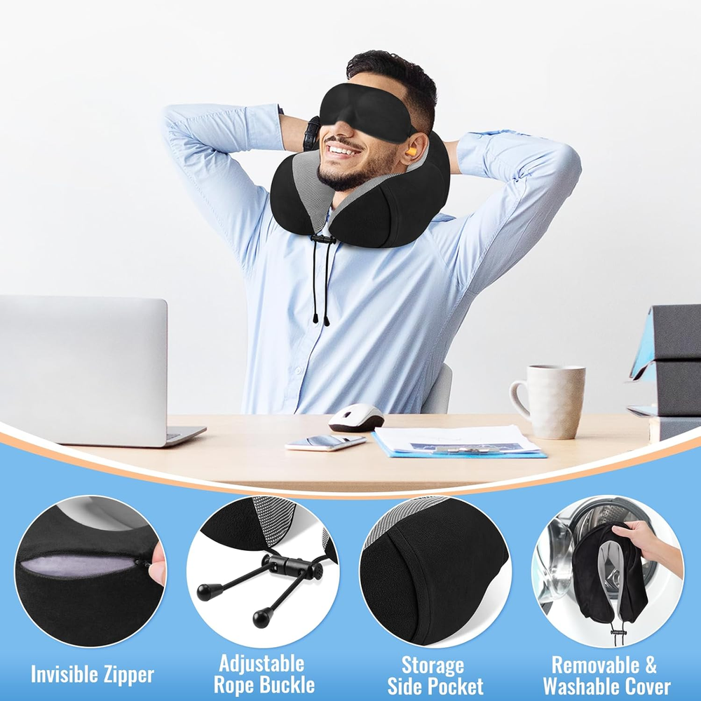 Premium Memory Foam Travel Neck Pillow for Comfortable Sleep Support Premium Memory Foam Travel Neck Pillow for Comfortable Sleep Support
