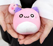 MapleStory Keyring Double Plush Keychain Pink Bean Rock Spirits Stuffed Toy