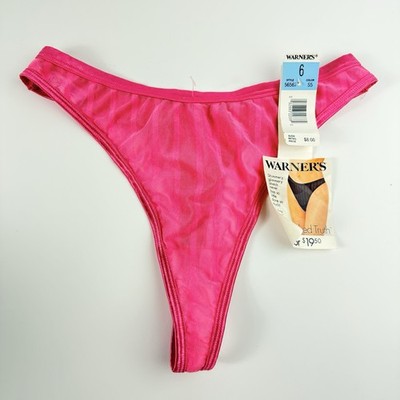 Vintage Warners The Naked Truth Thong Panties Size 6 Nylon Pink Shiny Mesh Satin