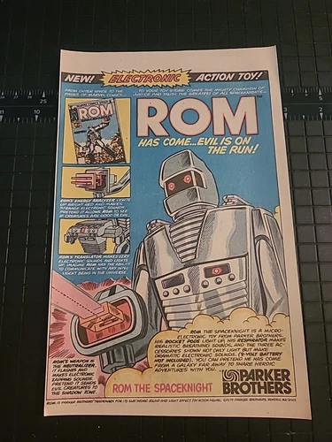 Rom The Spaceknight Toy Parker Brothers 7x10 Print Ad 1970s Vintage Wall Art 