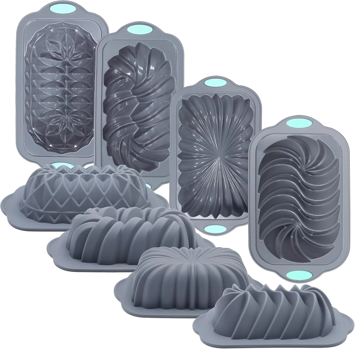 4 Moldes de silicona pan hornear para antiadherente pastel carne gris cocina