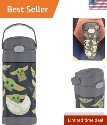 Durable 12oz Stainless Steel Kids Water Bottle - Mandalorian - Cold 12 Hours