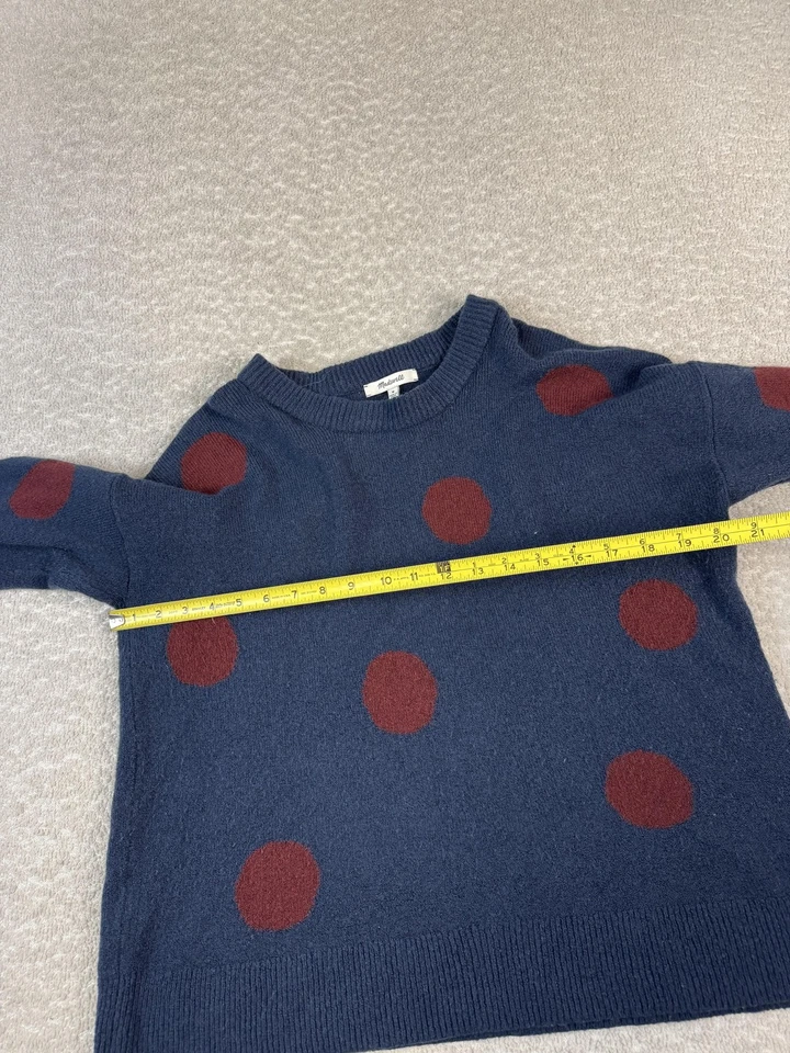 Suéter Madewell Para Mujer Mediano Azul Marino Lunares Mezcla Lana Cuello Redondo Pullover Foto 4 de 4