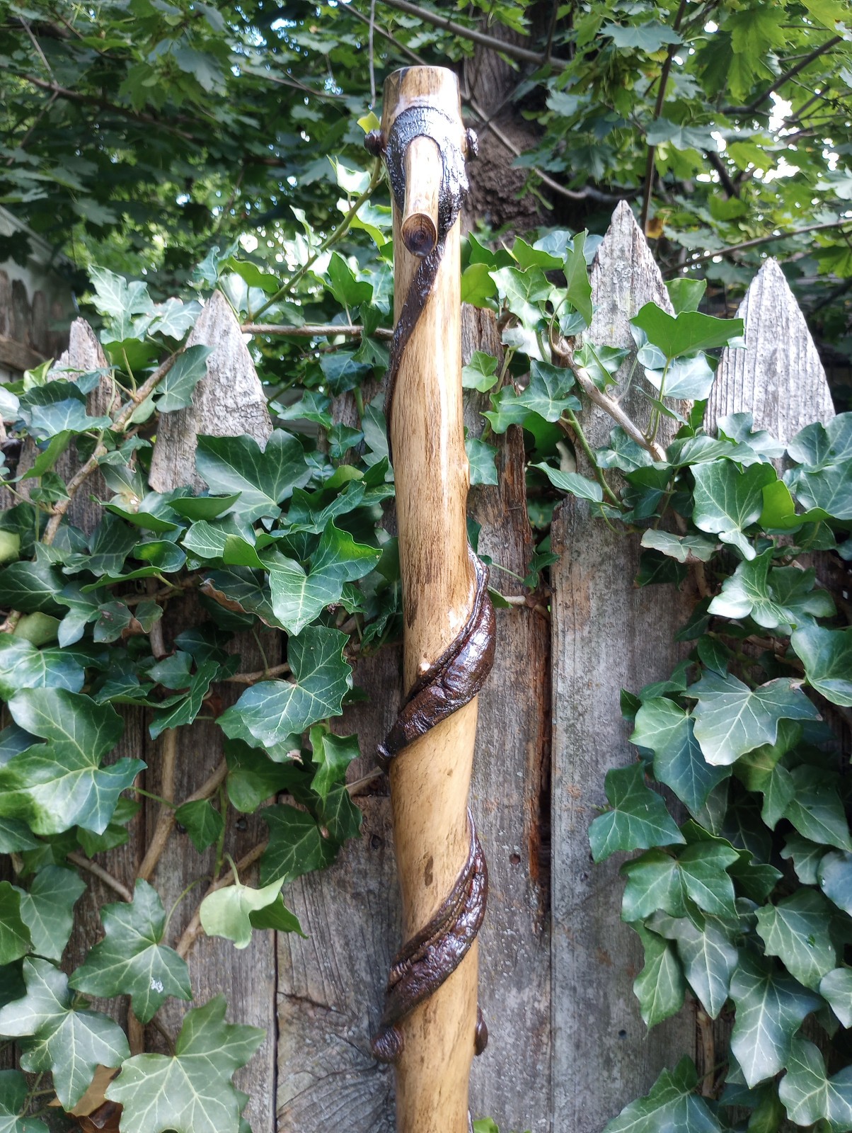 70" - Hand Carved - Finished - Twisted Maple Wood - Hiking Stick - Wizard Staff