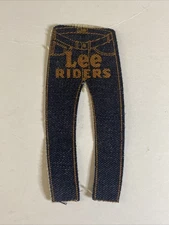 Vintage Lee Riders Die-Cut Advertising Vintage Denim Sample Blue Jeans 1950's
