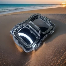 Vtg Shelton Ware Relish Tray Divided Chrome Serving Tray With Handle No Trays