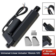 Black 4" Stroke Linear Actuator 225lbs (1000N) Load Capacity 10mm/s with Bracket