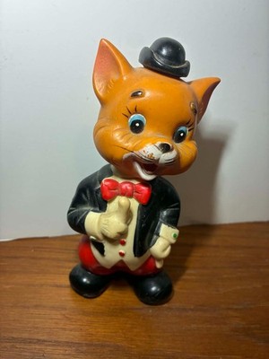 ALPS Japan Clockwork 1960s Wiggle Waggles Cat Wind Up Toy 6in Vintage