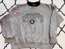 Vintage 90s Lee Sport Oakland Raiders NFL Crewneck Pullover Sweatshirt Gray L