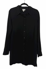 Karen Kane Longline Black Button Up Tunic Classic Closet Staple Size Large 