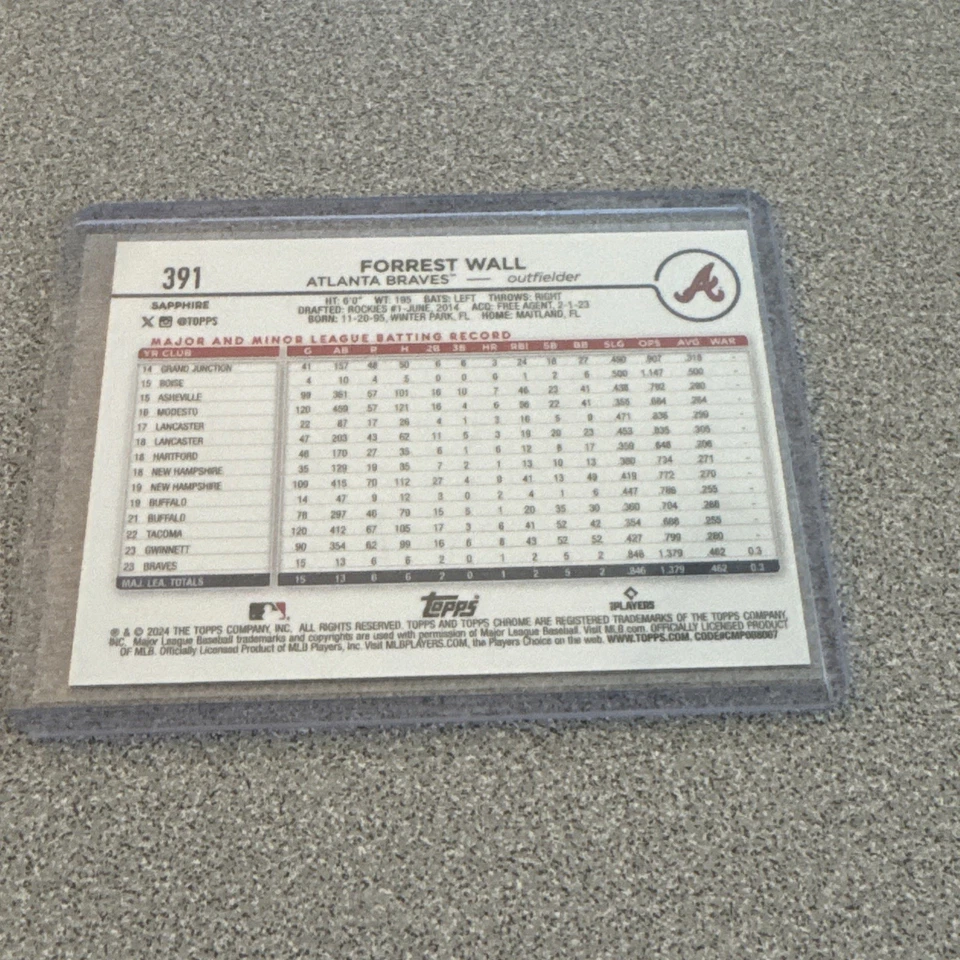 2024 Topps Chrome - Forrest Wall #176 Orange Wave Refractor /25 (RC) - Image 3 of 3