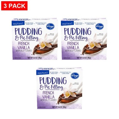 Kroger Instant French Vanilla Pudding & Pie Filling 3.4 oz - Pack of 3
