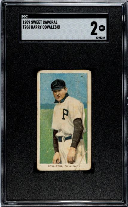 1909 T206 HARRY COVELESKI NNO GOOD SWEET CAPORAL 150 SGC 2 PHILADELPHIA PHILLIES