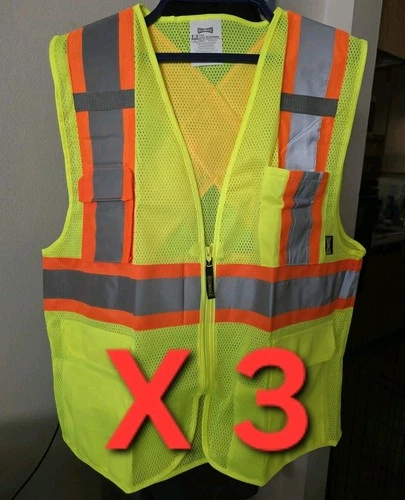 3 Pack Safety Vest Hi Vis Work Vest for Men with Pockets Reflective Class 2 - L - product listing photo