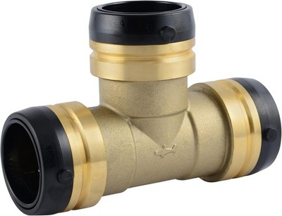  1-1/4 Inch Tee, Push to Connect Brass Plumbing Fitting, PEX Pipe, 1-1/4 in.