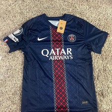 Nike PSG  Jersey Doué 14 Qatar Airways Medium blue and red