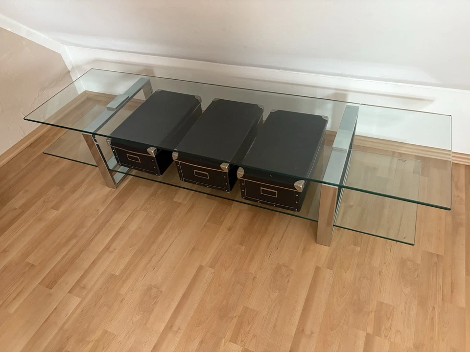 Sideboard Aus Glas Und Chrom, Design Stück für TV, 160 X 45 X 33 Hoch - Bild 3 von 4