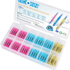 100PCS Heat Shrink Butt Wire Connector Kit, Insulated Waterproof Electrical Wire