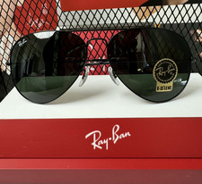 NEW RAY-BAN RB3025 AVIATOR PILOT SUNGLASSES BLACK FRAME GLASS GRAY LENS 58-14MM